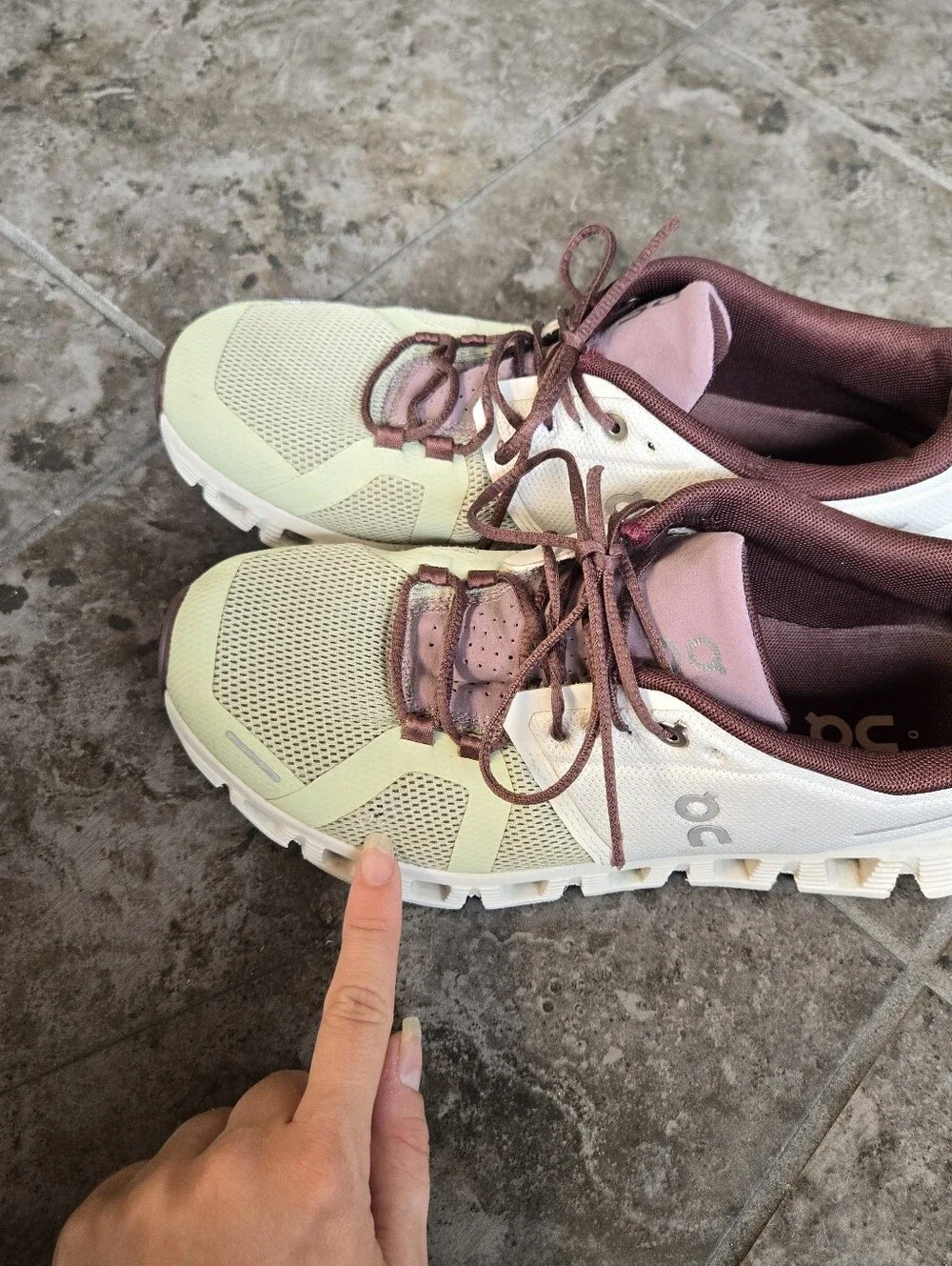 On Cloud 5 Running Shoes Sneakers Ice Haze White Green Plum Size 7.5 - Picture 8 of 14